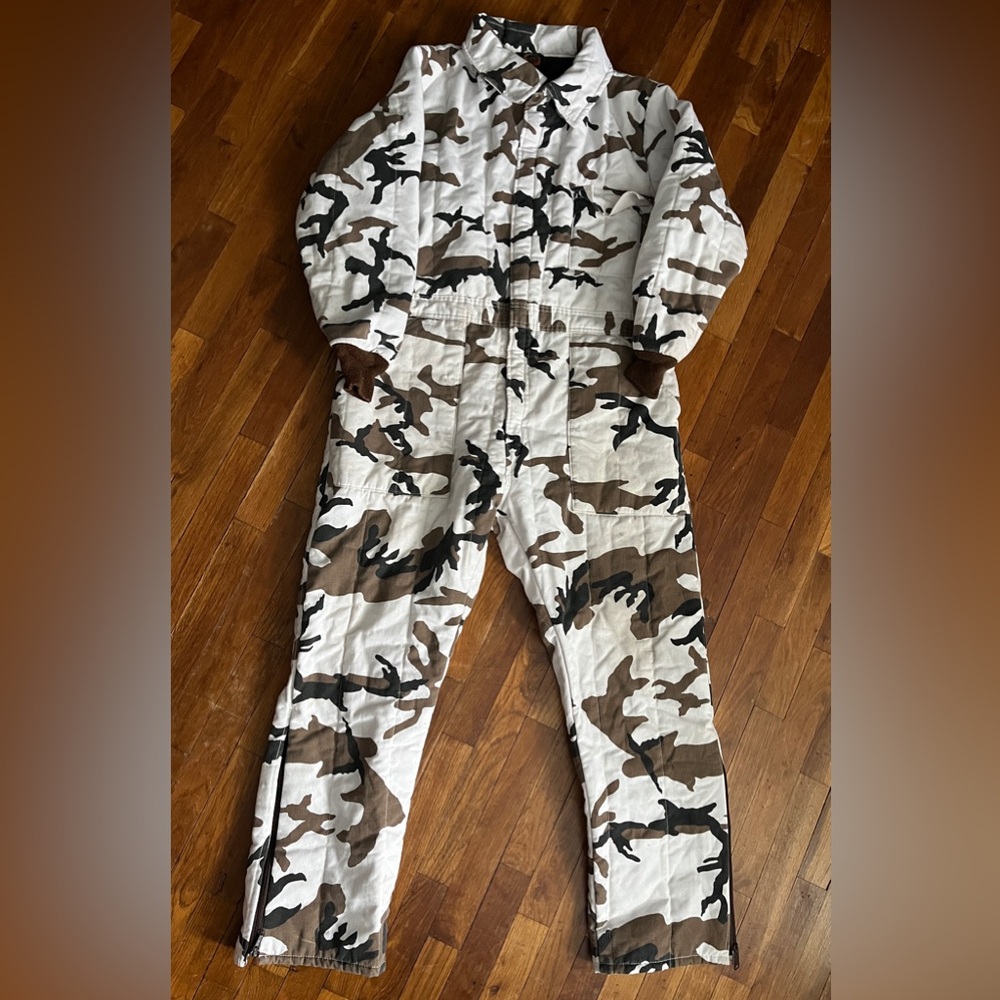 Vintage Snow White camo coveralls redhead